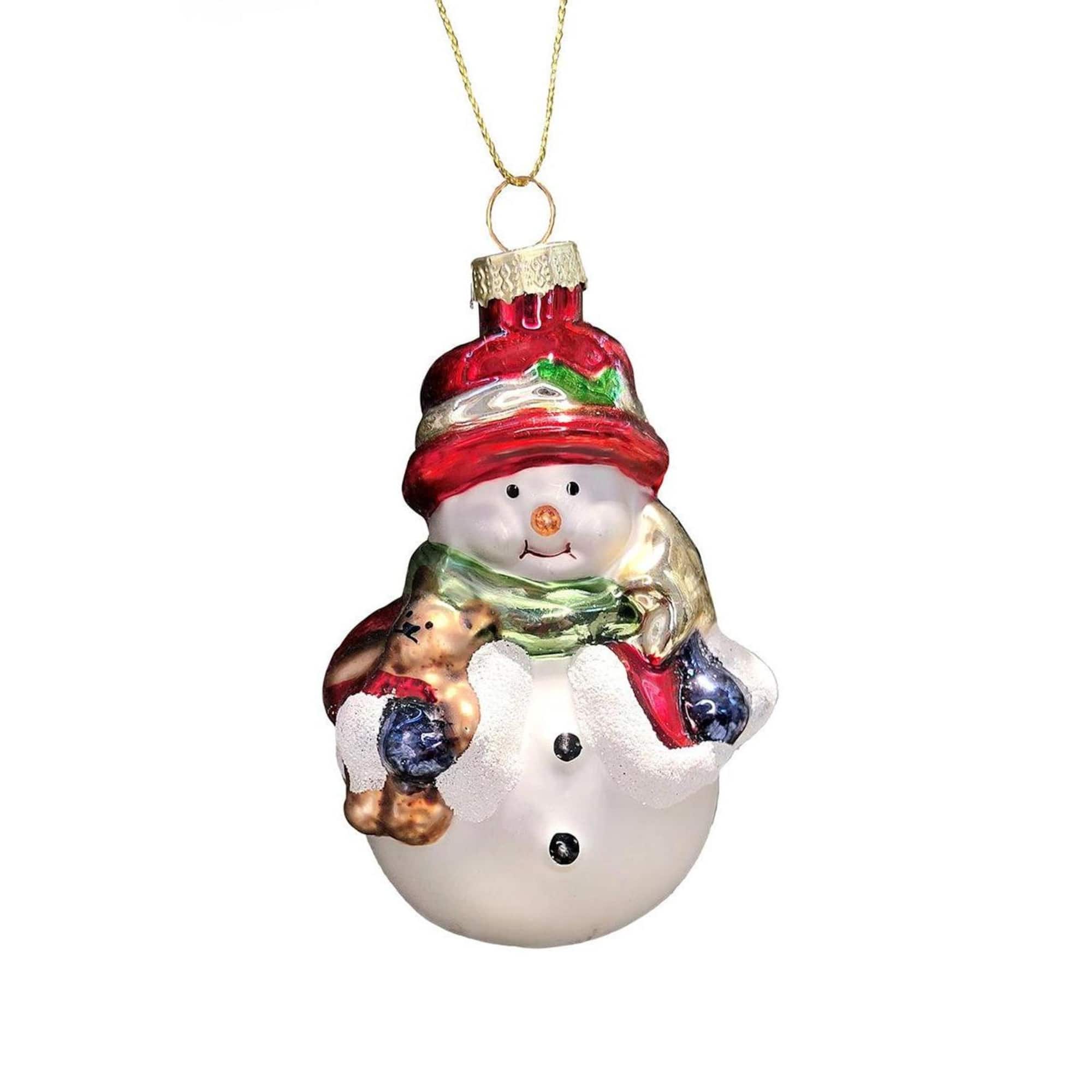 Wizardi 12" Snowman with Teddy Bear Christmas Ornament